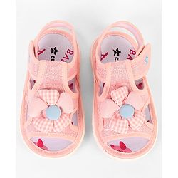 Cute Walk by Babyhug Velcro Closure Musical Sandal With Floral Applique - Light Blue
