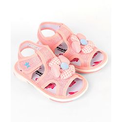 Cute Walk by Babyhug Velcro Closure Musical Sandal With Floral Applique - Light Blue