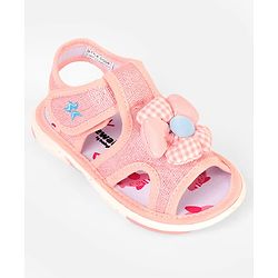 Cute Walk by Babyhug Velcro Closure Musical Sandal With Floral Applique - Light Blue