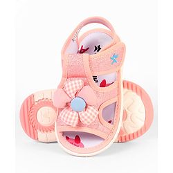 Cute Walk by Babyhug Velcro Closure Musical Sandal With Floral Applique - Light Blue