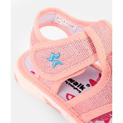 Cute Walk by Babyhug Velcro Closure Musical Sandal With Floral Applique - Light Blue