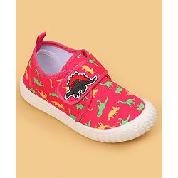 Cute Walk by Babyhug Velcro Closure Dino Printed Casual Shoes - Dark Pink