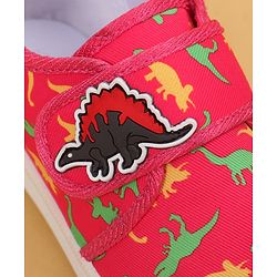 Cute Walk by Babyhug Velcro Closure Dino Printed Casual Shoes - Dark Pink