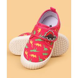 Cute Walk by Babyhug Velcro Closure Dino Printed Casual Shoes - Dark Pink