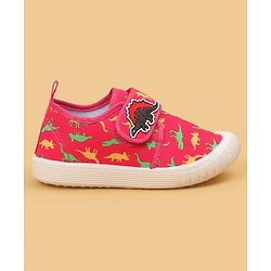 Cute Walk by Babyhug Velcro Closure Dino Printed Casual Shoes - Dark Pink