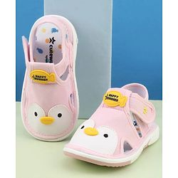 Cute Walk by Babyhug Velcro Closure Musical Sandal With Animal Design - Black