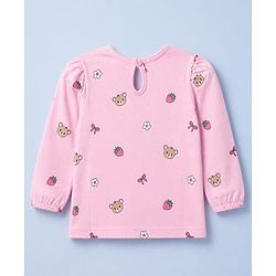 Babyhug 100% Cotton Knit Full Sleeves T-Shirts with Bear Print Pack of 3 in White Pink
