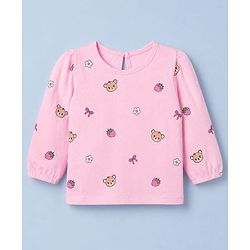 Babyhug 100% Cotton Knit Full Sleeves T-Shirts with Bear Print Pack of 3 in White Pink