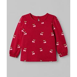 Babyhug 100% Cotton Knit T-Shirt with Full Sleeves and Cherries Print Pack of 5 in Yellow Pink Maroon
