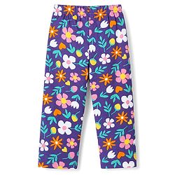 Babyhug 100% Cotton knit Full Sleeves Co-Ords T-Shirt & Pyjama Night Suit with Floral Print - Purple