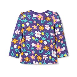 Babyhug 100% Cotton knit Full Sleeves Co-Ords T-Shirt & Pyjama Night Suit with Floral Print - Purple