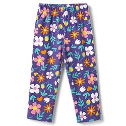 Babyhug 100% Cotton knit Full Sleeves Co-Ords T-Shirt & Pyjama Night Suit with Floral Print - Purple