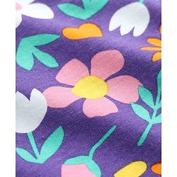 Babyhug 100% Cotton knit Full Sleeves Co-Ords T-Shirt & Pyjama Night Suit with Floral Print - Purple