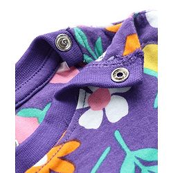 Babyhug 100% Cotton knit Full Sleeves Co-Ords T-Shirt & Pyjama Night Suit with Floral Print - Purple