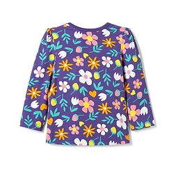 Babyhug 100% Cotton knit Full Sleeves Co-Ords T-Shirt & Pyjama Night Suit with Floral Print - Purple