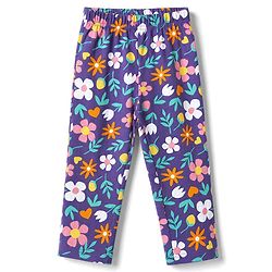 Babyhug 100% Cotton knit Full Sleeves Co-Ords T-Shirt & Pyjama Night Suit with Floral Print - Purple