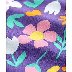 Babyhug 100% Cotton knit Full Sleeves Co-Ords T-Shirt & Pyjama Night Suit with Floral Print - Purple
