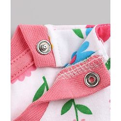 Babyhug 100% Cotton Knit Full Sleeves Co-Ords T-Shirt & Pyjama Night Suit with Floral Print - White