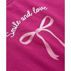 Babyhug 100% Cotton Knit Full Sleeves T-Shirts with Heart Text & Bow Print Pack of 2 - White Dark Pink