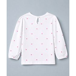 Babyhug 100% Cotton Knit Full Sleeves T-Shirts with Heart Text & Bow Print Pack of 2 - White Dark Pink