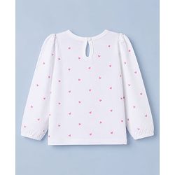 Babyhug 100% Cotton Knit Full Sleeves T-Shirts with Heart Text & Bow Print Pack of 2 - White Dark Pink