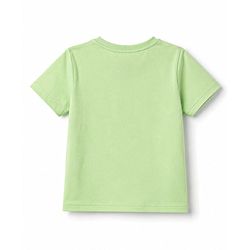 Babyhug 100% Cotton Knit T-Shirt Half Sleeves Bear Print Green 6-9 Months