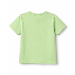 Babyhug 100% Cotton Knit T-Shirt Half Sleeves Bear Print Green 6-9 Months