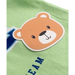Babyhug 100% Cotton Knit T-Shirt Half Sleeves Bear Print Green 6-9 Months