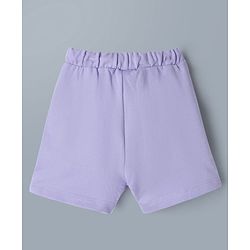 Babyhug Disney Single Jersey Knit Half Sleeves T-Shirt & Shorts Set with Minnie Mouse Graphics - White & Lavender