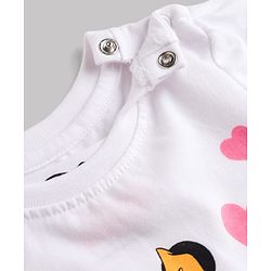Babyhug Disney Single Jersey Knit Half Sleeves T-Shirt & Shorts Set with Minnie Mouse Graphics - White & Lavender