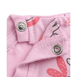 Babyhug 100% Cotton Knit Full Sleeves Co-Ords Top & Pyjama Night Suit with Bunny Rainbow & Floral Print - Pink