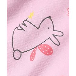 Babyhug 100% Cotton Knit Full Sleeves Co-Ords Top & Pyjama Night Suit with Bunny Rainbow & Floral Print - Pink