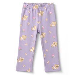 Babyhug 100% Cotton Knit Full Sleeves Co-Ords T-Shirt & Pyjama Night Suit with Bear & Floral Print - Violet