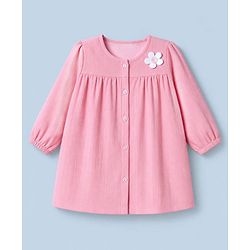 Babyhug 100% Cotton Woven Frock and Legging with Full Sleeves and Floral Applique in Pink for 2-3 Years
