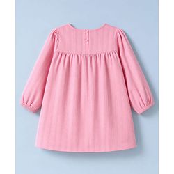 Babyhug 100% Cotton Woven Frock and Legging with Full Sleeves and Floral Applique in Pink for 2-3 Years