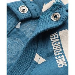 Babyhug 100% Cotton Knit Full Sleeves Co-Ords T-Shirt & Pyjama Night Suit with Smile Forever Print - Teal Blue