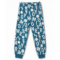 Babyhug 100% Cotton Knit Full Sleeves Co-Ords T-Shirt & Pyjama Night Suit with Smile Forever Print - Teal Blue