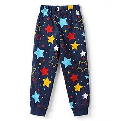 Babyhug 100% Cotton Knit Full Sleeves Co-Ords T-Shirt & Pyjama Night Suit with Star Print - Navy Blue