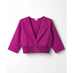 Babyhug Poplin Woven Full Sleeves Solid Frock With Jacket - Dark Pink