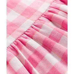Babyhug 100% Cotton Woven Full Sleeves Checked Frock With Leggings - Pink