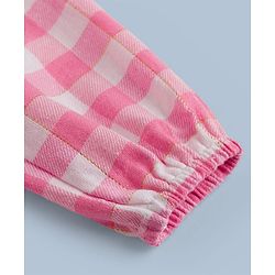 Babyhug 100% Cotton Woven Full Sleeves Checked Frock With Leggings - Pink