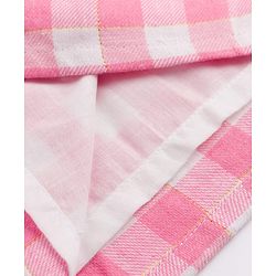 Babyhug 100% Cotton Woven Full Sleeves Checked Frock With Leggings - Pink