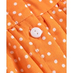 Babyhug Rayon Woven Full Sleeves Polka Dot Printed Dress - Orange