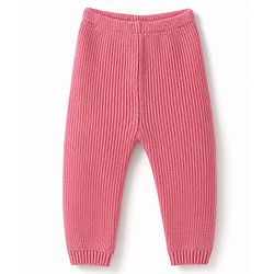 Babyhug Knit Full Length Solid Colour Woollen Lounge Pant - Pink