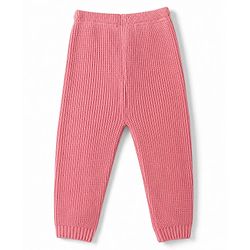 Babyhug Knit Full Length Solid Colour Woollen Lounge Pant - Pink