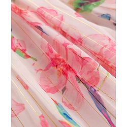 Babyhug Chiffon Woven Frill Sleeves Frock With Floral Print - OffWhite