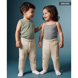 Babyhug Knit Full Length Woollen Bottom With Cable Knit Design - Cream