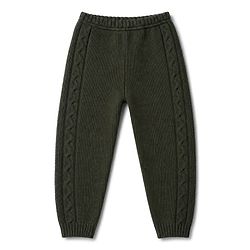 Babyhug Sweater Knit Full Length Woollen Pant With Cable Sweater Knit Design - Olive Green