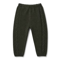 Babyhug Sweater Knit Full Length Woollen Pant With Cable Sweater Knit Design - Olive Green