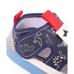 Cute Walk by Babyhug Velcro Closure Sandals With Dino Print - Navy Blue